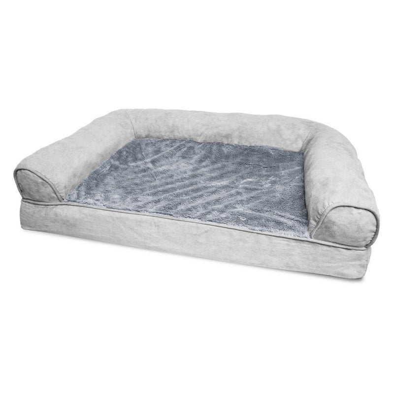Furhaven Orthopedic Dog Bed for Medium/Small Dogs w/ Removable Bolsters & Washable Cover, For Dogs Up to 35 lbs - Plush & Suede Sofa - Gray, Medium - Image 1
